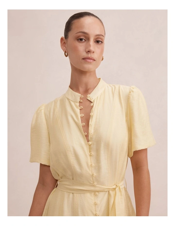 Alison Flutter Sleeves Midi Dress in Yellow image 4