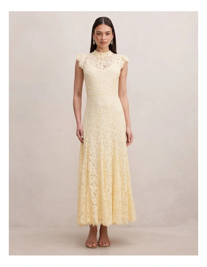 Arielle Lace Midi Dress in Yellow image 1