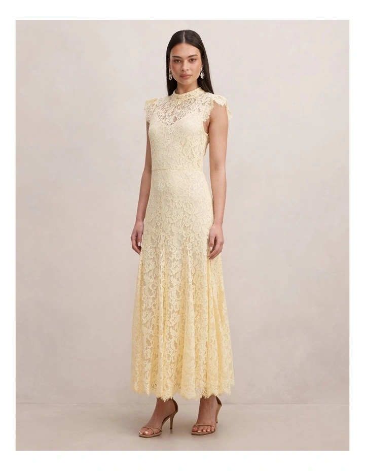 Arielle Lace Midi Dress in Yellow image 3