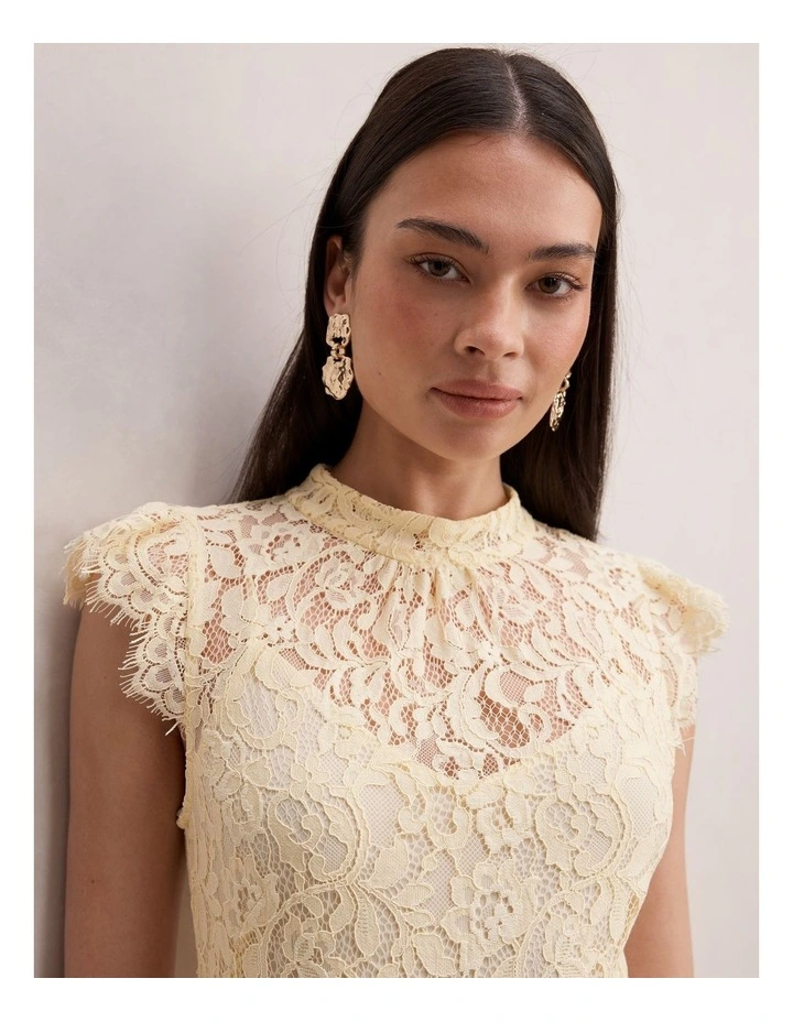 Arielle Lace Midi Dress in Yellow image 4