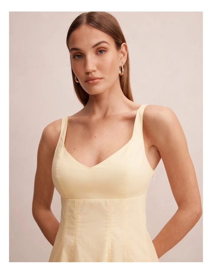 Chessy Seamed Cotton Midi Dress in Yellow image 4