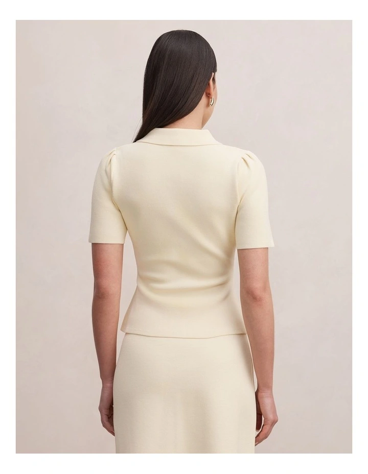Esther Button Knitted Top in Yellow image 2