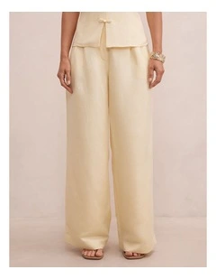 Eva Linen Wide Leg Pants in Yellow