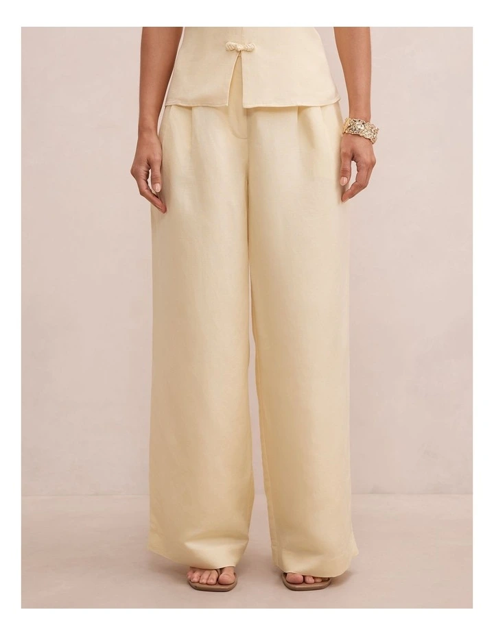 Eva Linen Wide Leg Pants in Yellow image 1