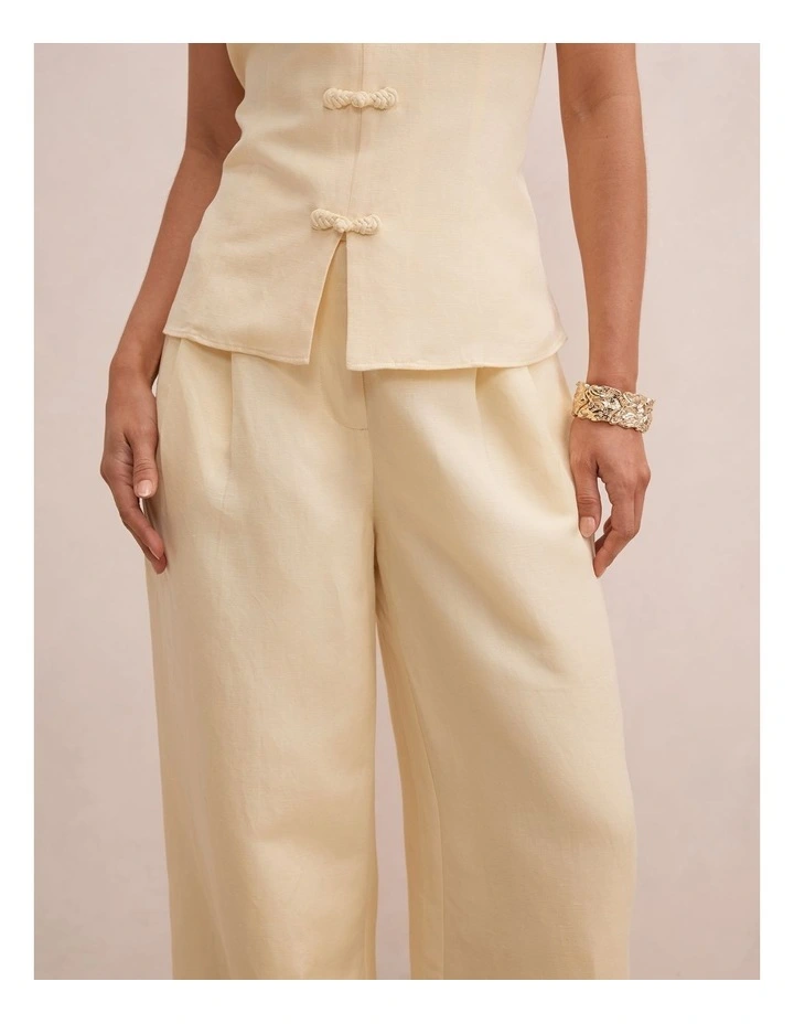Eva Linen Wide Leg Pants in Yellow image 4