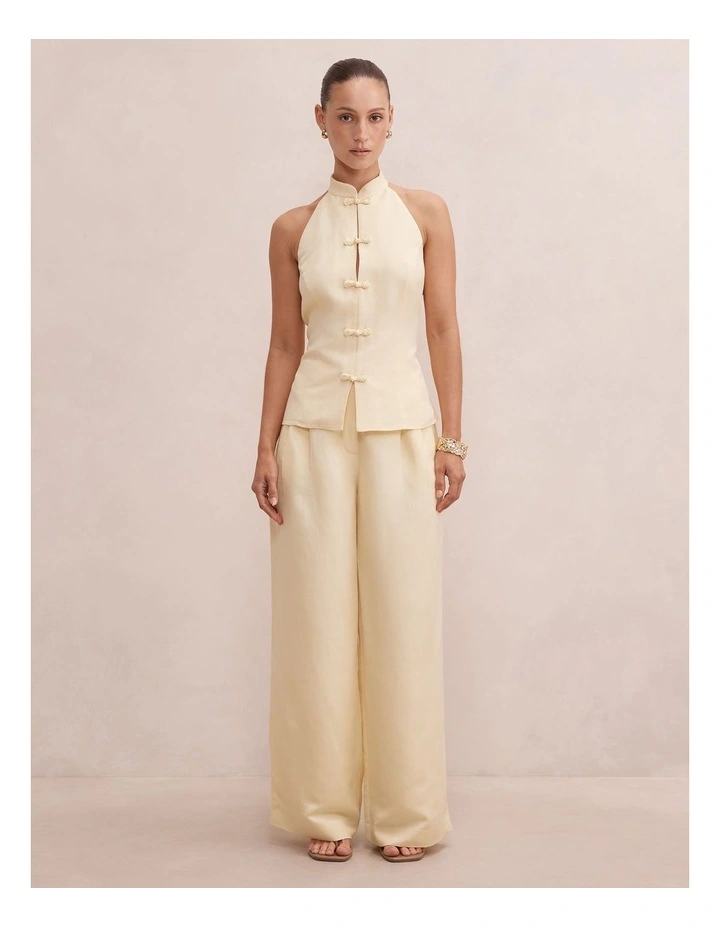 Eva Linen Wide Leg Pants in Yellow image 5