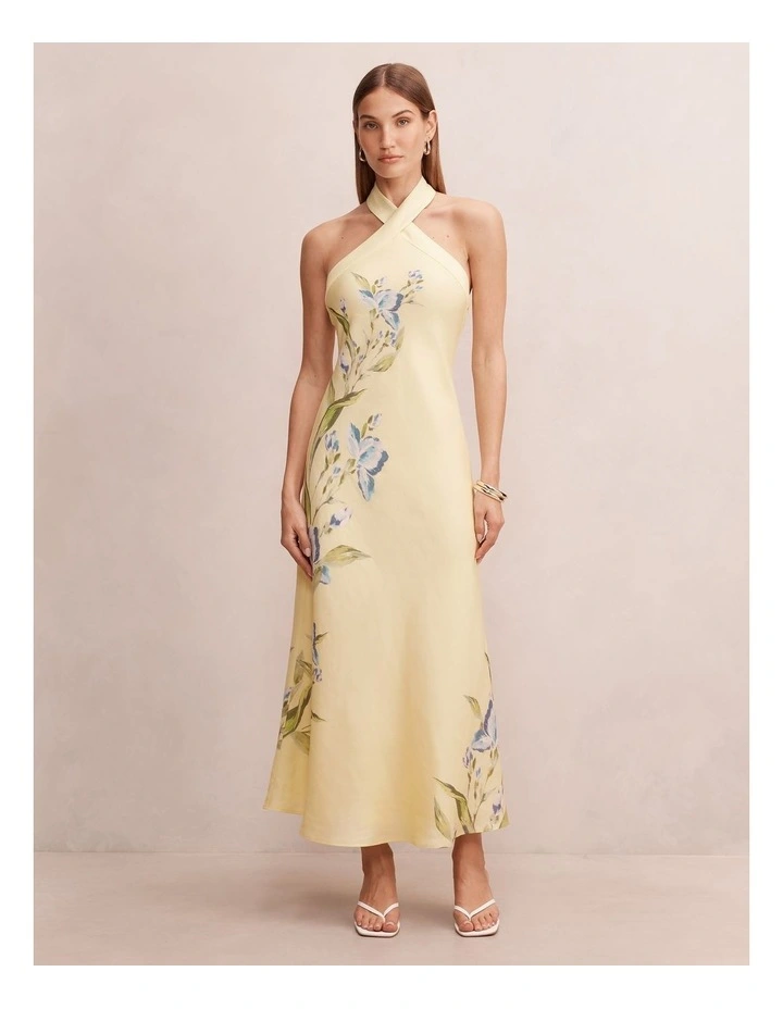 Tabitha Halter Neck Midi Dress in Yellow image 1