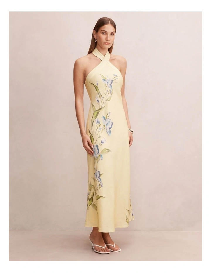 Tabitha Halter Neck Midi Dress in Yellow image 3