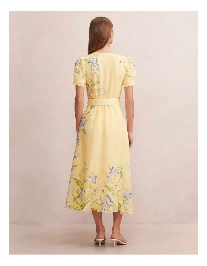Calissa V-Neck Short Sleeves Midi Dress in Yellow image 2