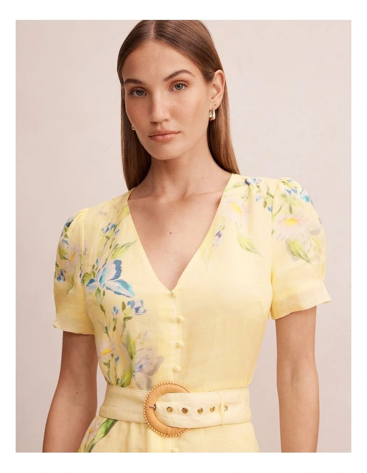 Calissa V-Neck Short Sleeves Midi Dress in Yellow image 4