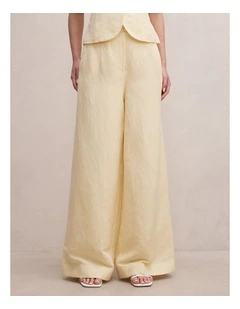 Matilda Linen Blend Wide Leg Pants in Yellow