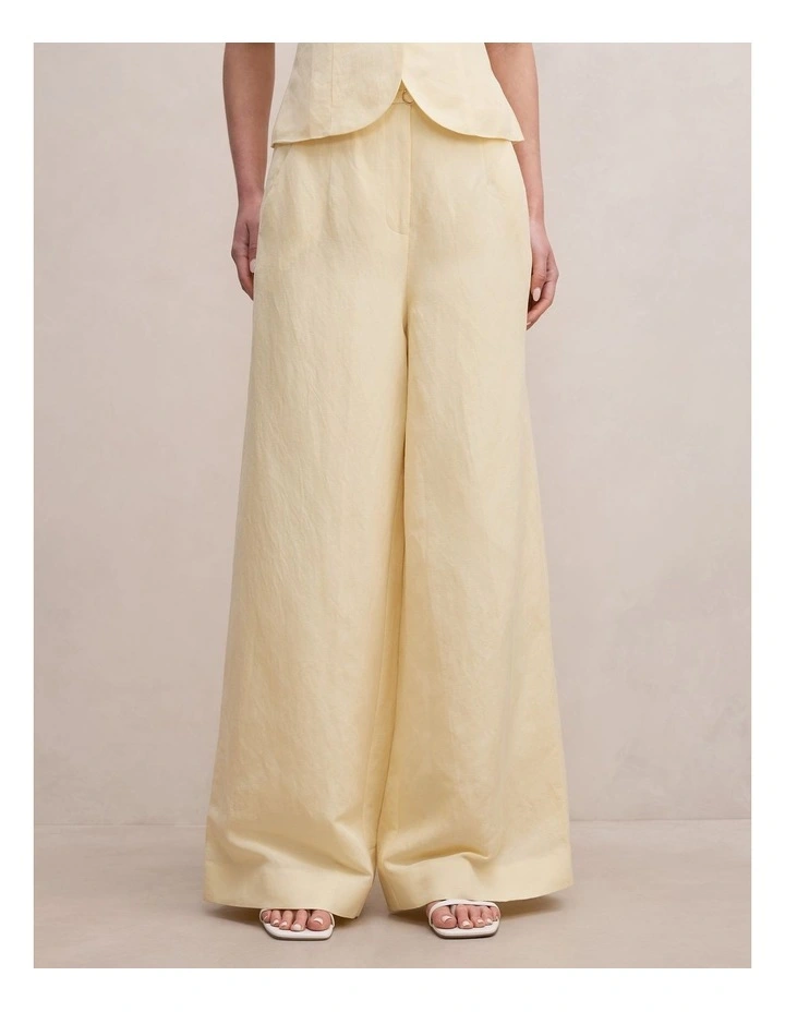 Matilda Linen Blend Wide Leg Pants in Yellow image 1