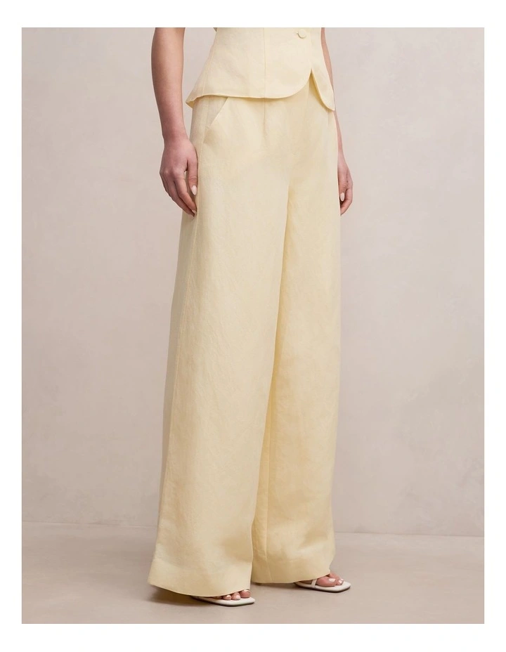 Matilda Linen Blend Wide Leg Pants in Yellow image 3