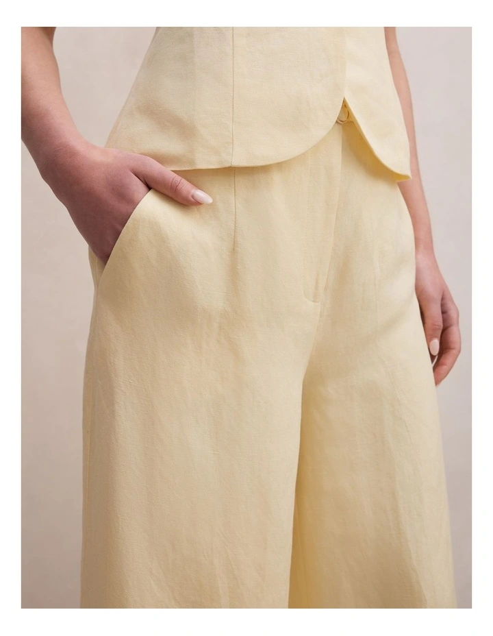 Matilda Linen Blend Wide Leg Pants in Yellow image 4