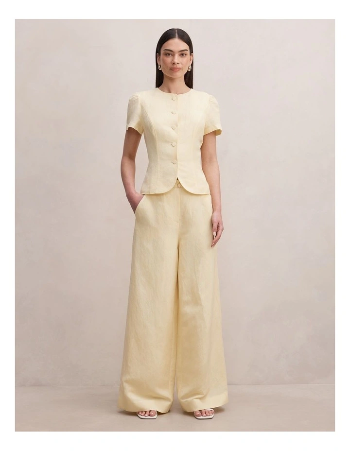 Matilda Linen Blend Wide Leg Pants in Yellow image 5
