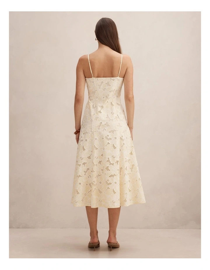 Millie Embroidered Midi Dress in Yellow image 2