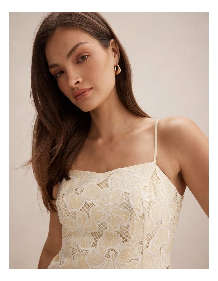 Millie Embroidered Midi Dress in Yellow image 4