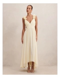 Selena Ruffle Shoulder Maxi Dress in Yellow
