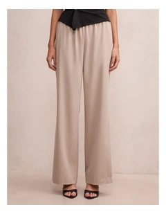 Ella Elastic Wide Leg Pants in Cream