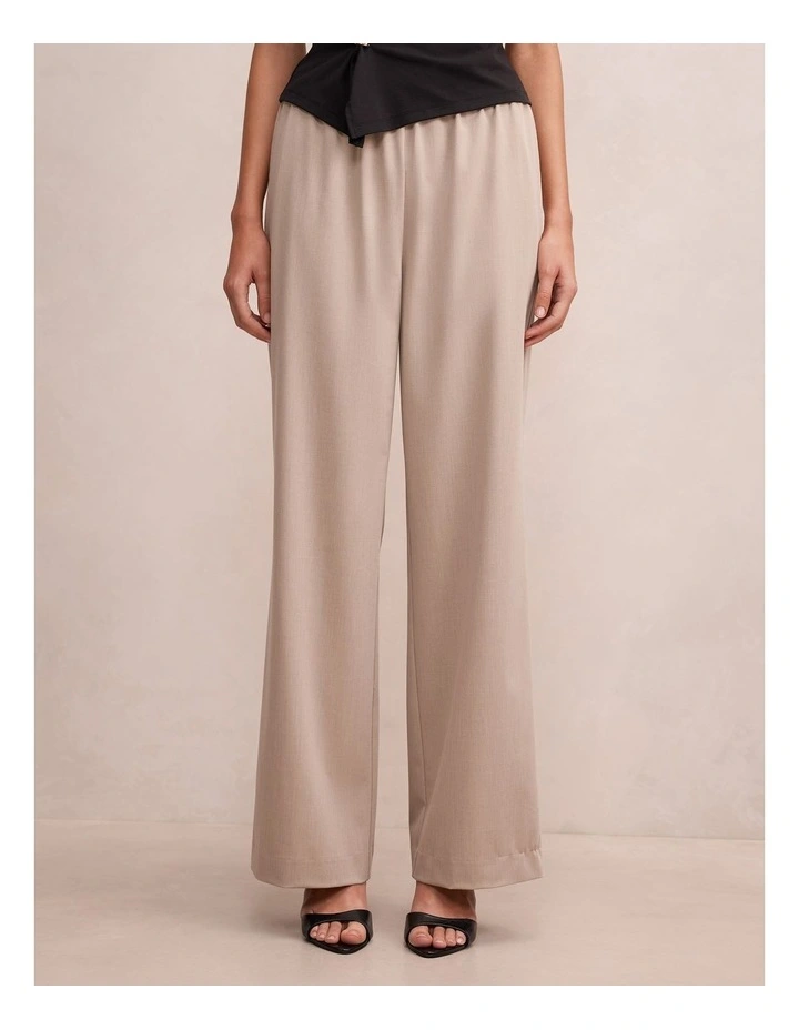 Ella Elastic Wide Leg Pants in Cream image 1