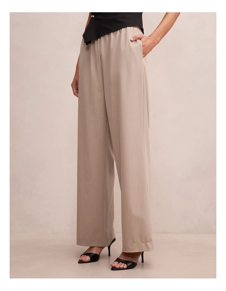 Ella Elastic Wide Leg Pants in Cream image 3