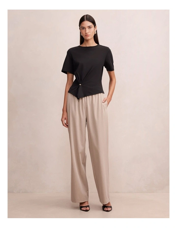 Ella Elastic Wide Leg Pants in Cream image 5