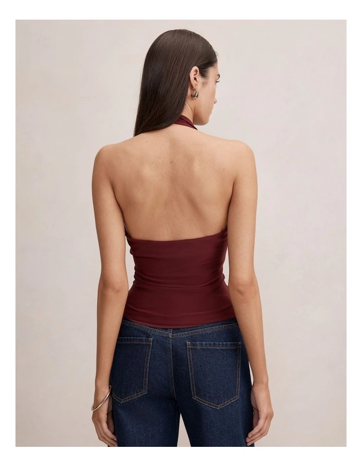 Eden Ruffle Halter Neck Top in Purple image 2