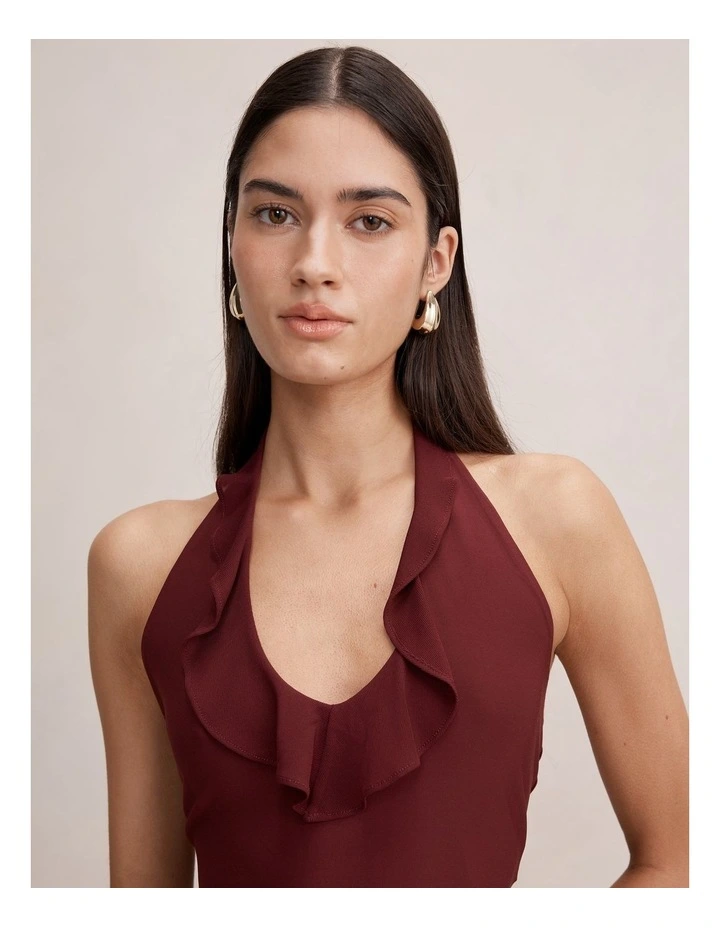 Eden Ruffle Halter Neck Top in Purple image 4