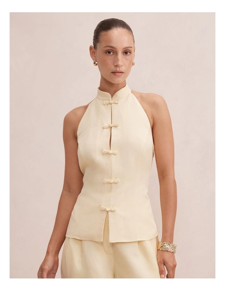 Isla Halter Neck Top in Yellow image 1