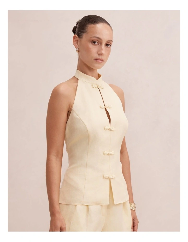 Isla Halter Neck Top in Yellow image 3