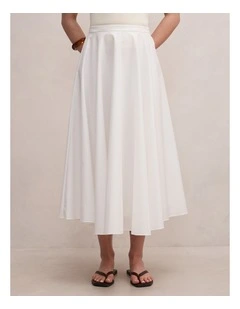 Charlotte Cotton Midi Skirt in White