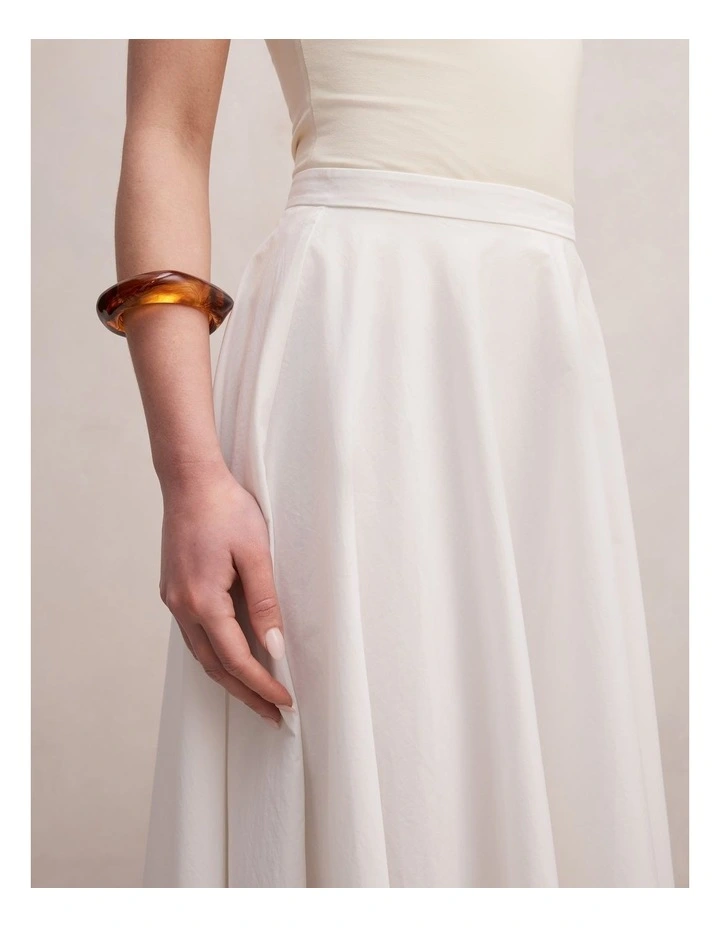 Charlotte Cotton Midi Skirt in White image 4