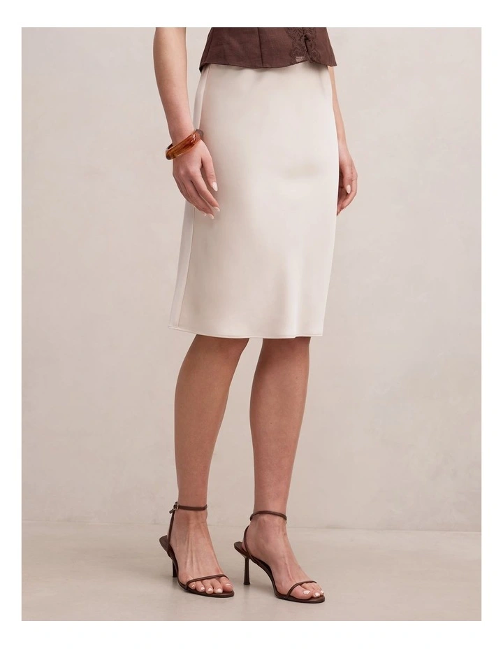 Selena Satin Skirt in Cream image 3