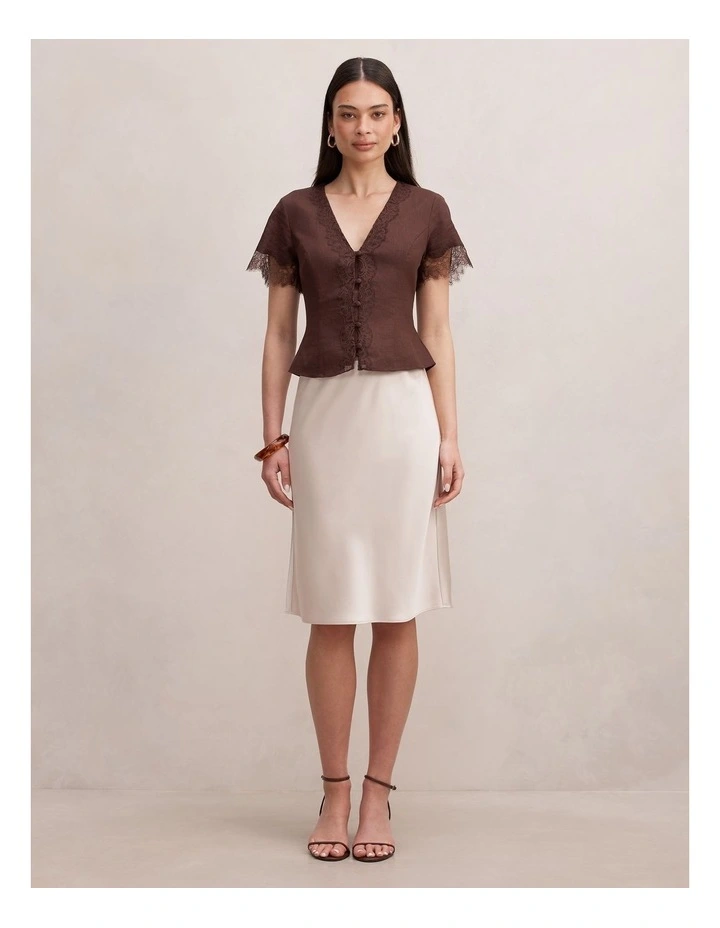 Selena Satin Skirt in Cream image 5
