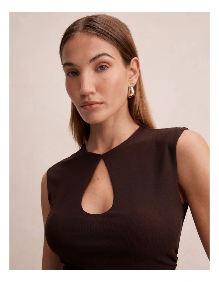 Arlette Keyhole Mesh Top in Chocolate image 4