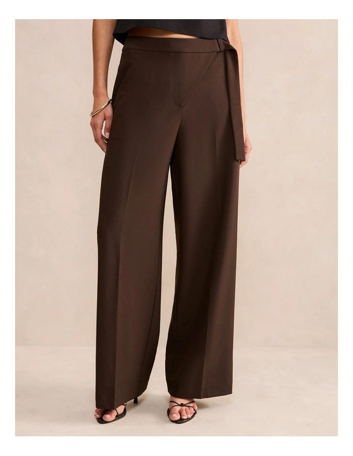 Mila Wrap Wide Leg Pants in Brown image 1