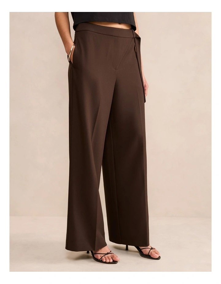 Mila Wrap Wide Leg Pants in Brown image 3