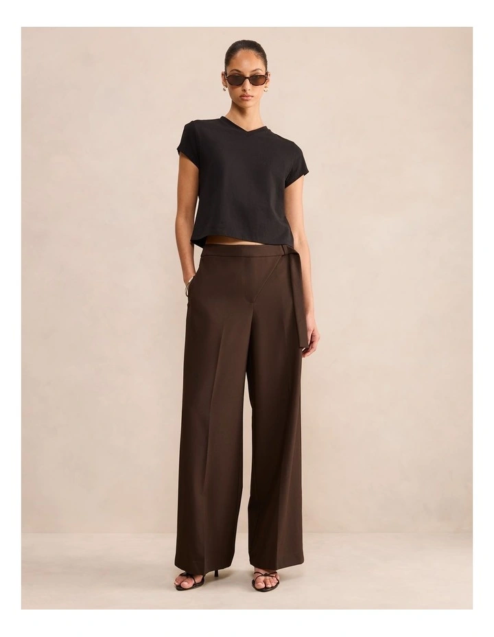 Mila Wrap Wide Leg Pants in Brown image 5