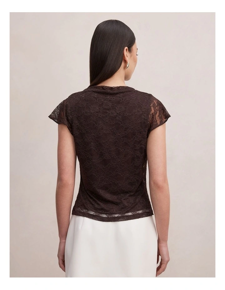 Hyacinth Lace Flutter Sleeves in Chocolate image 2