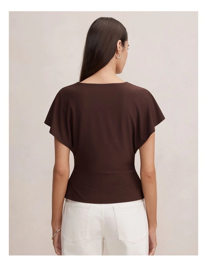 Thea Twist Batwing Top in Brown image 2