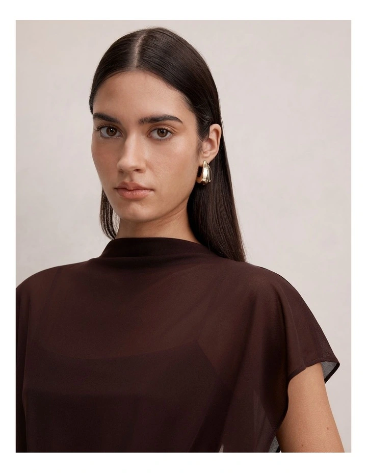 Mattie Mesh Overlay Top in Brown image 4