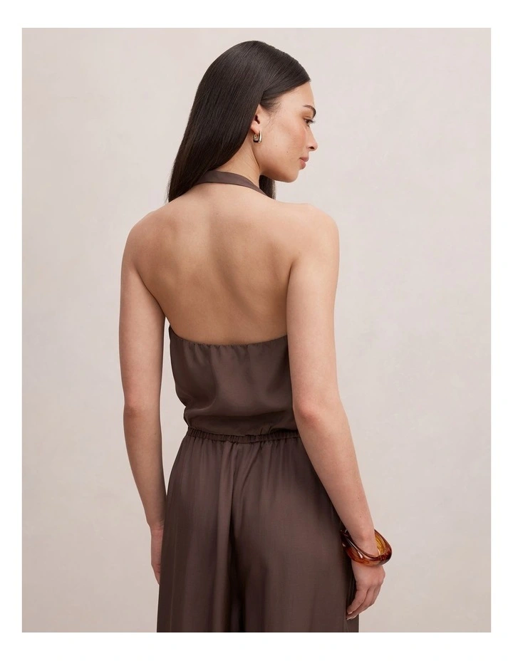 Bronte Wrap Halter Neck Top in Brown image 2