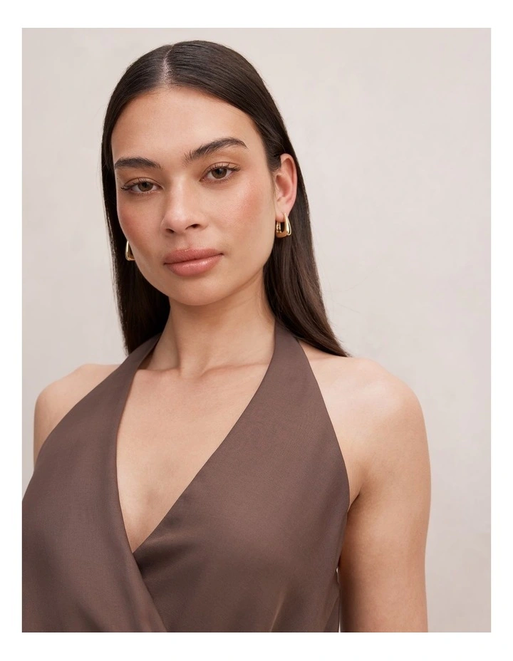 Bronte Wrap Halter Neck Top in Brown image 4