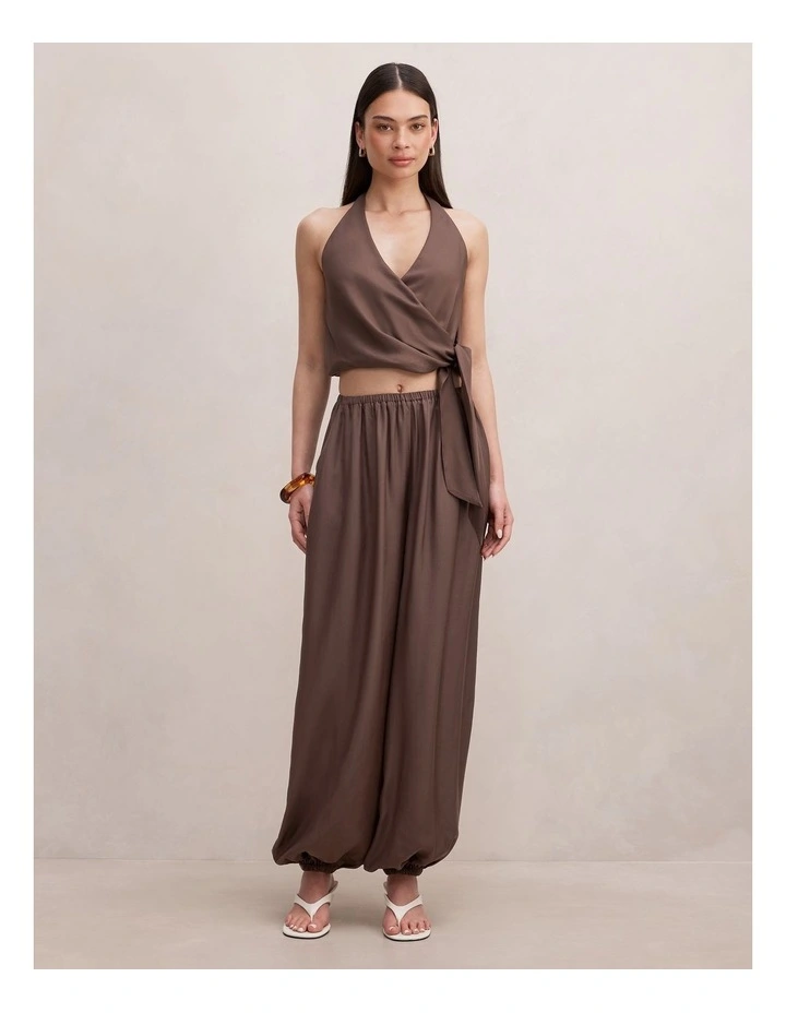 Bronte Wrap Halter Neck Top in Brown image 5