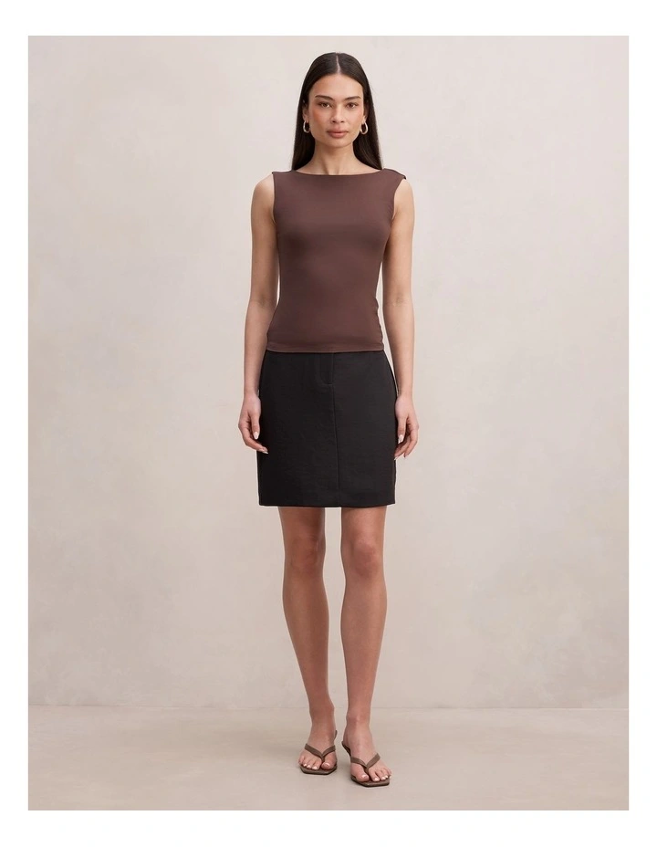 Bonnie Scoop Back Tank Top in Chocolate image 5