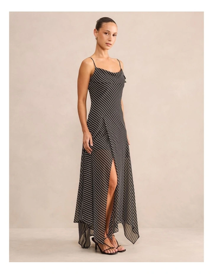 Mya Draped Maxi Dress in Black image 3