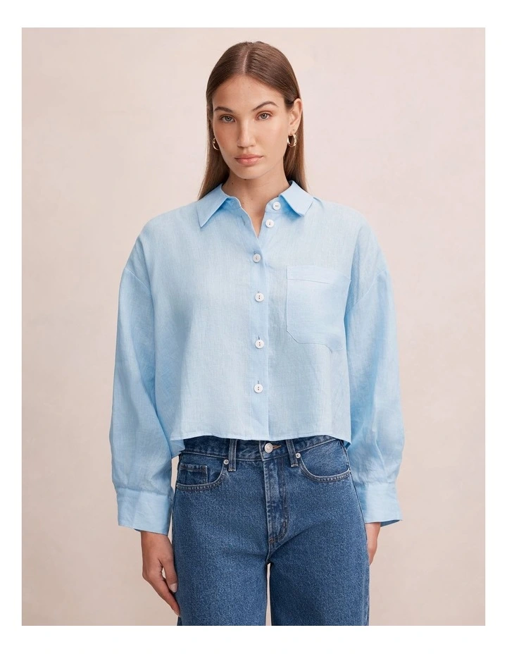 Bowie Cropped Shirt in White image 1