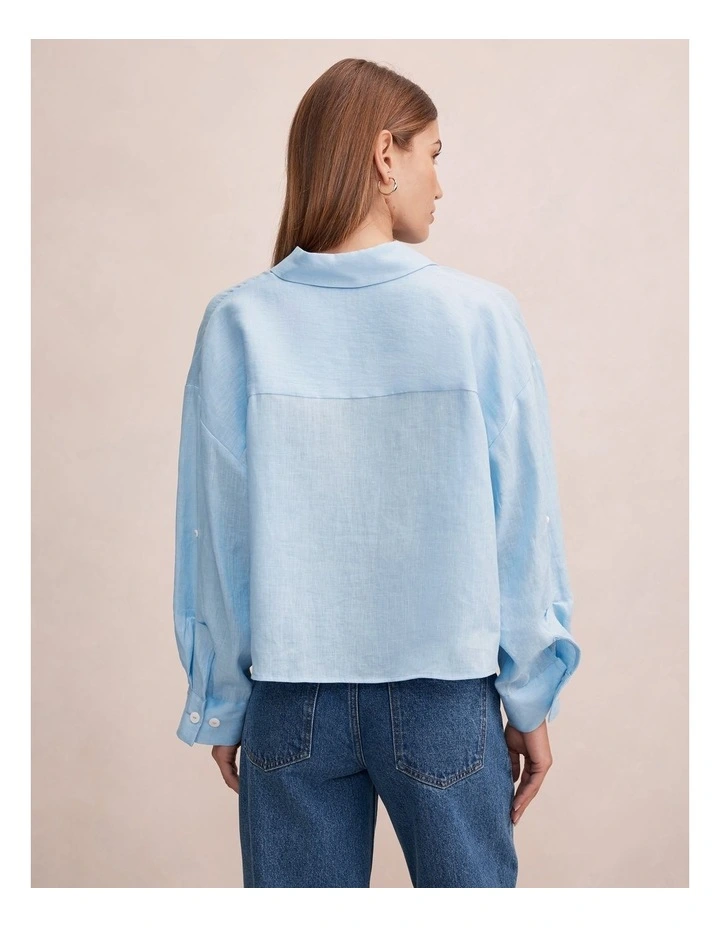 Bowie Cropped Shirt in White image 2