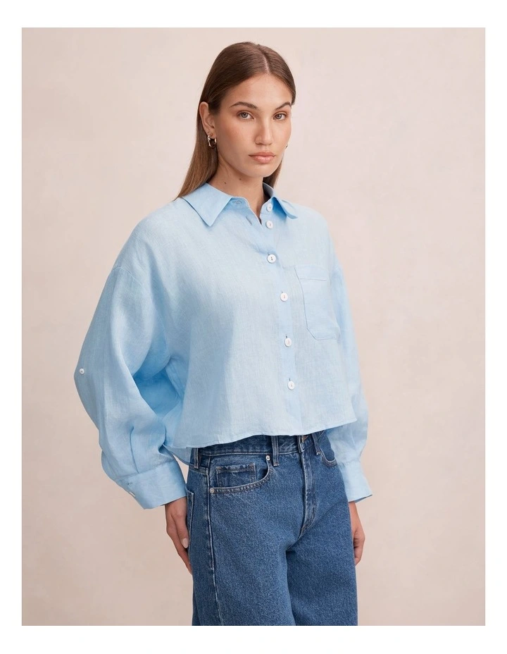 Bowie Cropped Shirt in White image 3