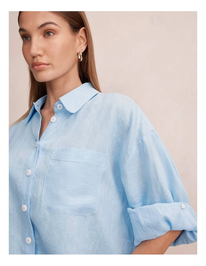 Bowie Cropped Shirt in White image 4